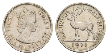 Маврикий 1/2 рупии 1971 KM 37 медно-никель 4150-1251