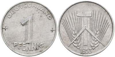 ГДР 1 пфенниг 1953 А KM 5 алюминий 4564-1012