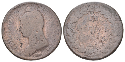 Франция 1 десим 1795-1800 KM 644 бронза 109-633