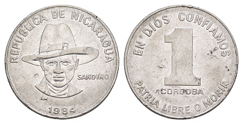 Никарагуа 1 кордоба 1984 KM 43a сталь плакированная никелем 4641-351