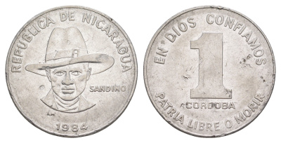 Никарагуа 1 кордоба 1984 KM 43a сталь плакированная никелем 4641-351