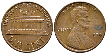 США 1 ЦЕНТ 1974 ЛИНКОЛЬН KM 201 медь цинк 4364-852