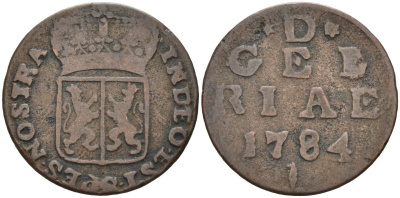 Гельдерланд (Gelderland), Нидерланды 1 дуит 1784 KM 105 медь 4525-526