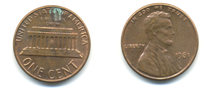 США 1 ЦЕНТ 1981 ЛИНКОЛЬН KM 201 медь цинк 86-125