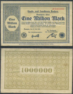 Аахен 1000000 марок 1923 бумага 6285-41-1-1