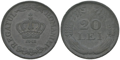 Румыния 20 леев 1942 Михай I (1940-1947) KM 62 цинк 4589-147