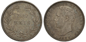 Португалия 200 рейс 1887 ЛУИШ I (1861-1889) KM 512 серебро 443-1015