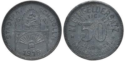 Германия 50 пфеннигов 1918 Саксен-Альтенбург, Нотгельд Шмольн Funck 478.3 цинк 4132-1245