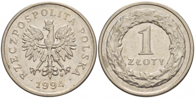 Польша 1 злотый 1994 MW KM 282 медно-никель 4539-821