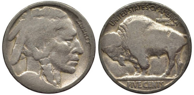 США 5 ЦЕНТОВ ND ИНДЕЕЦ, БИЗОН KM 134 медно-никель 27-734