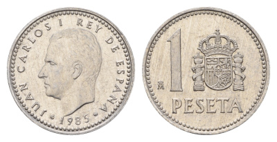 Испания 1 песета 1985 M, Хуан Карлос I (1975-2014) KM 821 алюминий 4681-452
