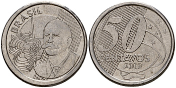 Бразилия 50 сентаво 2009 KM 651a нержавеющая сталь 216-1215