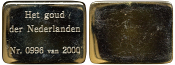 Нидерланды нидерландское золото' ND сувенирный слиток, 0996 из 2000 желтый металл 4125-324