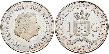 Нидерландские Антилы 1 гульден 1979 Юлиана (1948-1980) KM 12 никель 4141-1257