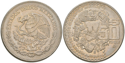 Мексика 50 песо 1982 M KM 490 медно-никель 4607-445
