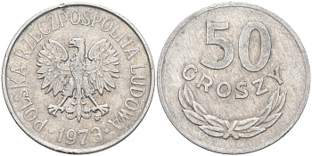 ПОЛЬША 50 ГРОШЕЙ 1973 MW KM 48.1 алюминий VF 190-437