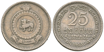 Цейлон 25 центов 1963 KM 131 медно-никель 4618-658