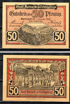 Бернек-им-Фихтельгебирге (Бавария) 50 пфеннигов 1921 Mehl Grabowski B34.9c бумага UNC (пресс) 7556-49-4-2