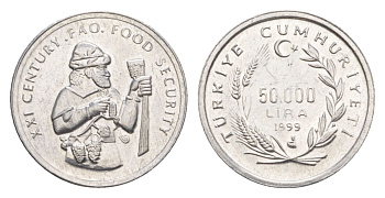 Турция 50000 лир 1999 FAO, продовольственная программа KM 1103 алюминий aUNC 4632-259