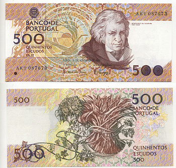 ПОРТУГАЛИЯ 500 ЭСКУДО 1987 Pick 180a бумага UNC (ПРЕСС) 451-414-1