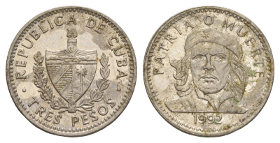 Куба 3 песо 1992 Эрнесто Че Гевара KM 346a сталь плакированная никелем 4646-353