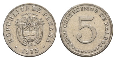 Панама 5 сентесимо 1975 KM 23.2 медно-никель UNC 4643-1248
