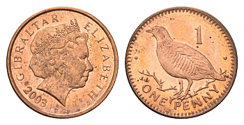 Гибралтар 1 пенни 2003 KM 773 сталь плакированная медью UNC 4668-469
