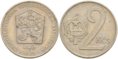 Чехословакия 2 кроны 1972 KM 75 медно-никель 3856-1244