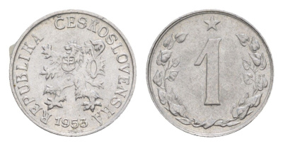 Чехословакия 1 геллер 1953 KM 35 алюминий aUNC 4392-1054