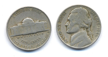 США 5 ЦЕНТОВ 1946 KM A192 медно-никель 35-1345