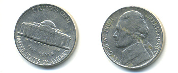 США 5 ЦЕНТОВ 1990 P, ДЖЕФФЕРСОН KM А192 медно-никель 179-745