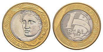 Бразилия 1 реал 2008 KM 652a биметалл UNC 4646-125