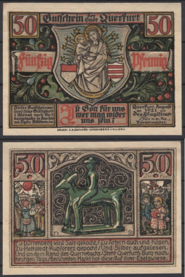 Кверфурт 50 пфеннигов ND (1921) Mehl Grabowski 1090.1-2 бумага UNC (пресс) 8595-11-1-1