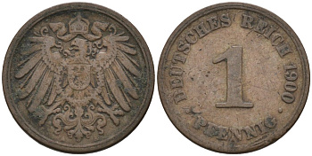 Германия 1 пфенниг 1900 A KM 10, J. 10 медь 4567-1135