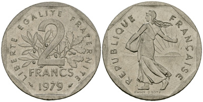 Франция 2 франка 1979 сеятель KM 942.1, Le Franc 272.3 никель 4120-1033