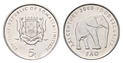 Сомали 5 шиллингов 2000 KM 45 алюминий UNC 00-00