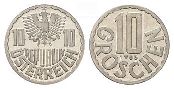 Австрия 10 грошей 1965 KM 2878 алюминий UNC M63-05