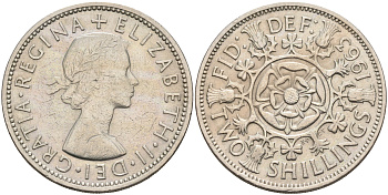 Великобритания 2 шиллинга (флорин) 1963 Елизавета II (1952-2022) KM 906, Spink 4146 медно-никель 4367-1241