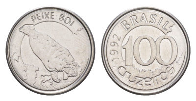 Бразилия 100 крузейро 1992 KM 623 нержавеющая сталь UNC 4644-541