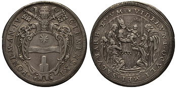 Ватикан 1 пиастр 1704 Климент XI. Сретение Господне Dav. 1432, Muntoni 43 серебро 10-005-50