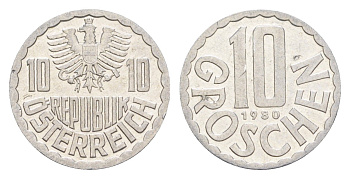 Австрия 10 грошей 1980 KM 2878 алюминий 4528-523