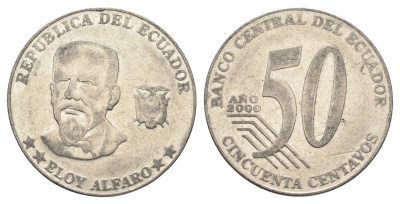 Эквадор 50 сентаво 2000 год-тип KM 108 нержавеющая сталь 4661-1046