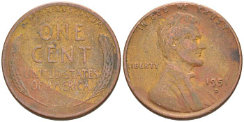США 1 ЦЕНТ 1951 D, ЛИНКОЛЬН KM А132 медь цинк 218-238