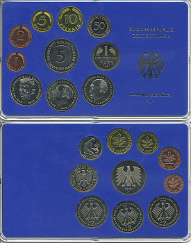 ФРГ набор из 9 монет 1981 J, официальный государственный набор, в пластике    PROOF  3540-7-2
