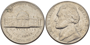 США 5 ЦЕНТОВ 1995 Р, ДЖЕФФЕРСОН KM А192 медно-никель 31-714