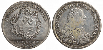 Регенсбург 1 талер 1759 Франц I Beckenb. 7104, Dav. 2619 серебро 00-815-54