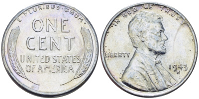 США 1 цент 1943 S (Сан-Франциско), Авраам Линкольн KM 132 a сталь плакированная цинком 39-125