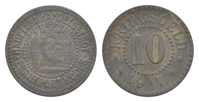 Франкфурт-на-Одере 10 пфеннигов 1917 Funck 137.2, Men05 7479.2, Men18 9402.2 цинк 4636-725