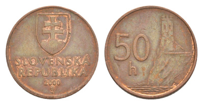 Словакия 50 геллеров 2000 MK KM 35 сталь плакированная медью 4124-731