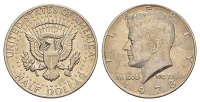 США 1/2 доллара (50 центов) 1978 Джон Кеннеди KM A202b медь плакированная медно-никелем aUNC 4183-435